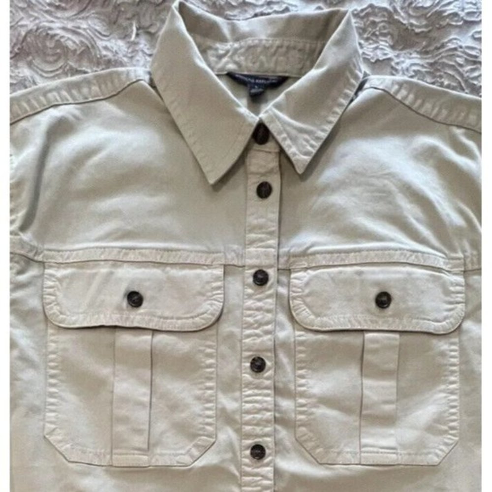 Banana Republic 4 Pocket Beige Khaki Heavy Thick Cotton Button Shirt Men's Large
